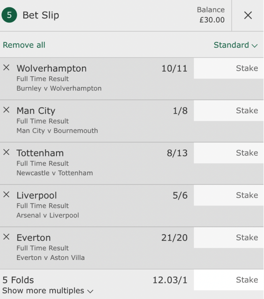 5 fold acca