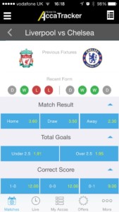 Acca Tracker game view