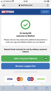 Betfred Account Confirmation