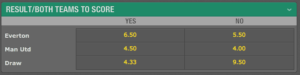 bet365 result and btts