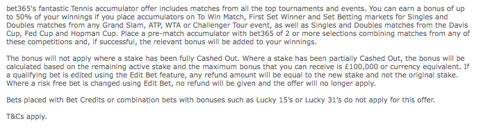 Bet365 Tennis promotion