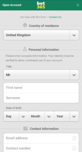 bet365 registration page
