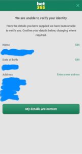 bet365 unable to verify