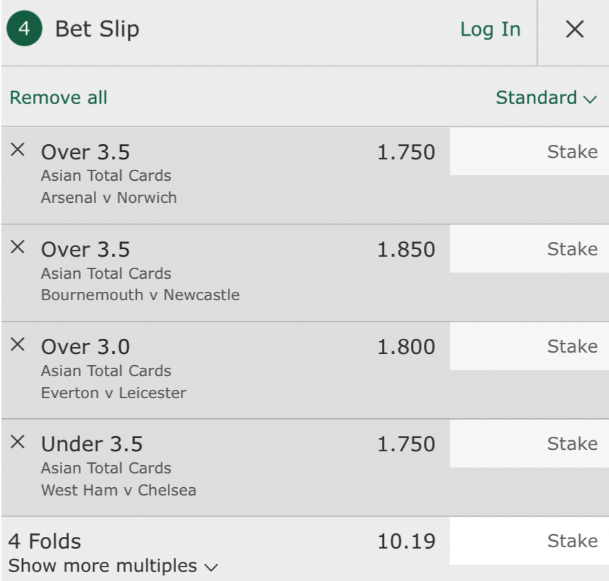 cards betslip