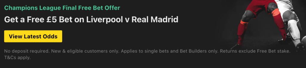 liverpool v real madrid free bet