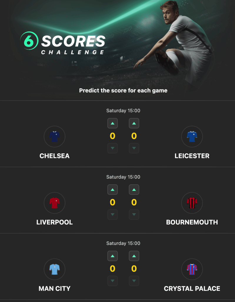 6 scores prediction bet365