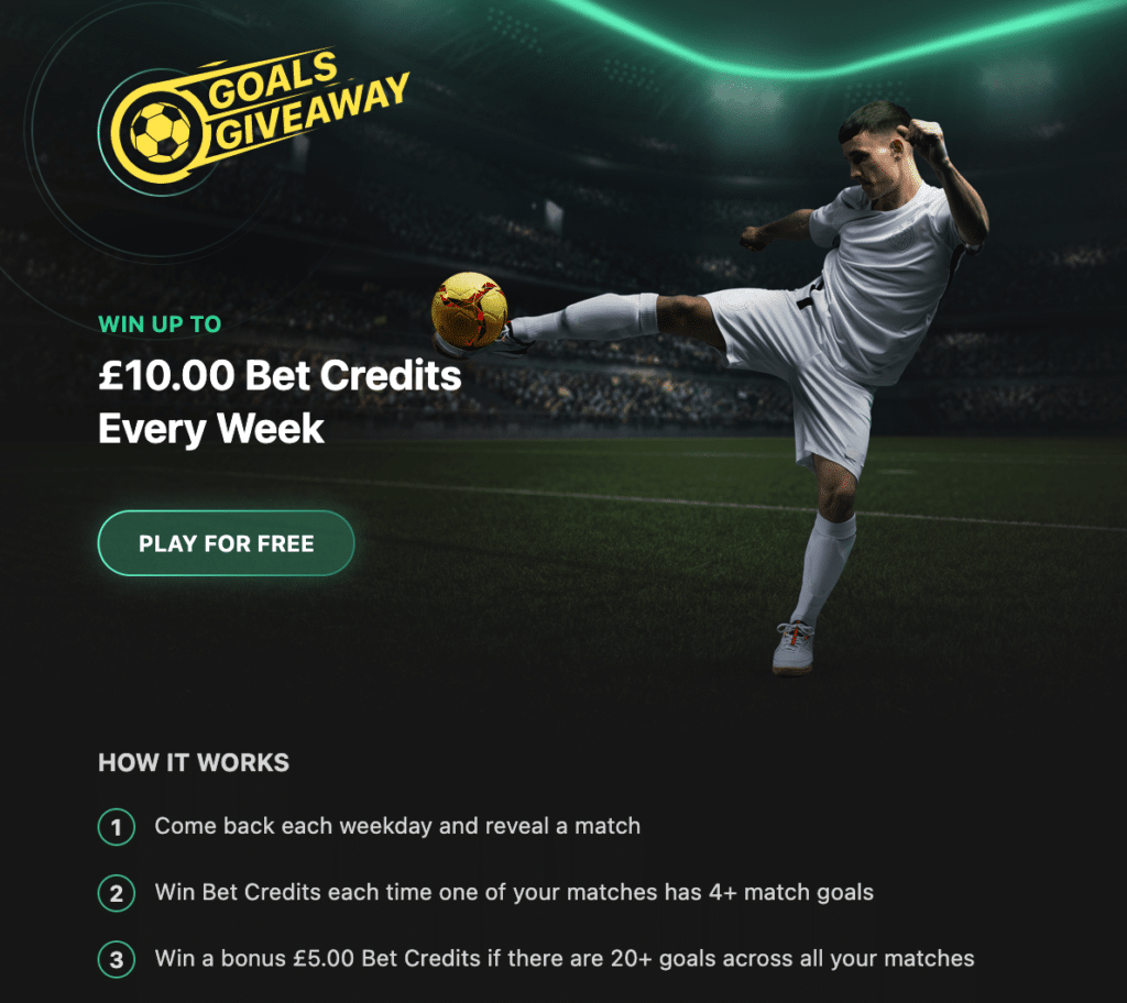 playing goals giveaway at bet365