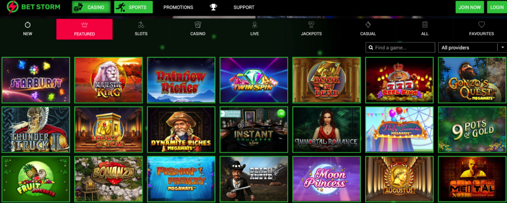 bet storm casino games